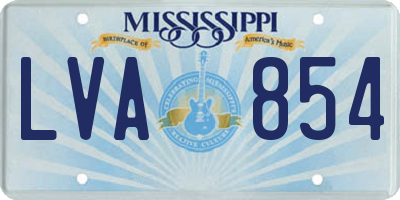 MS license plate LVA854