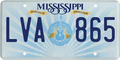 MS license plate LVA865