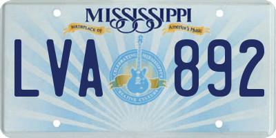 MS license plate LVA892