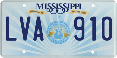 MS license plate LVA910