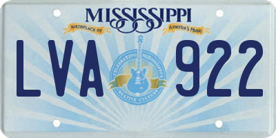MS license plate LVA922