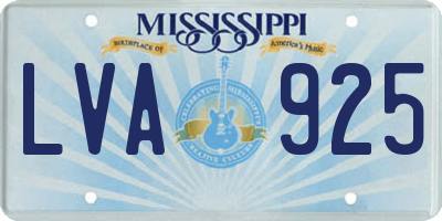 MS license plate LVA925