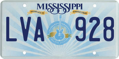 MS license plate LVA928