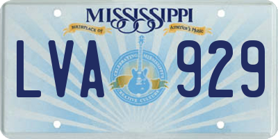 MS license plate LVA929