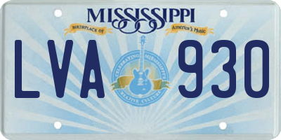MS license plate LVA930