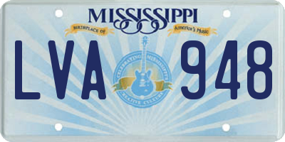 MS license plate LVA948
