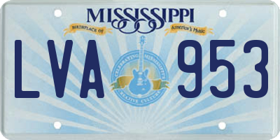 MS license plate LVA953