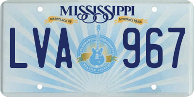 MS license plate LVA967