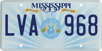 MS license plate LVA968