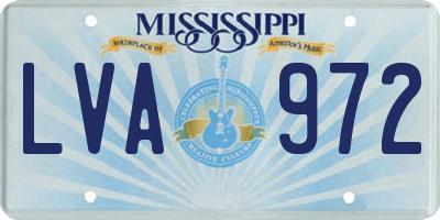 MS license plate LVA972