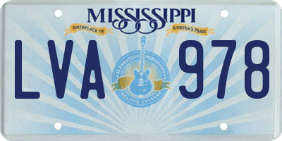 MS license plate LVA978