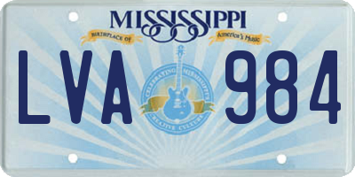 MS license plate LVA984