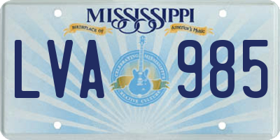 MS license plate LVA985