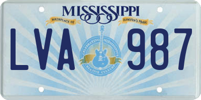 MS license plate LVA987