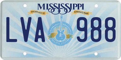 MS license plate LVA988