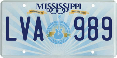 MS license plate LVA989