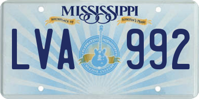 MS license plate LVA992