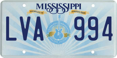 MS license plate LVA994