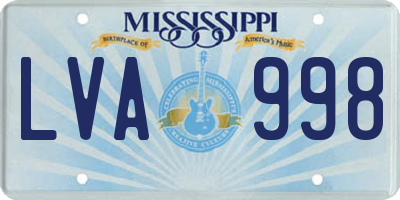 MS license plate LVA998