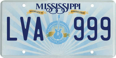 MS license plate LVA999
