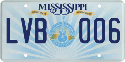 MS license plate LVB006