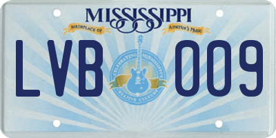 MS license plate LVB009