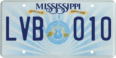 MS license plate LVB010