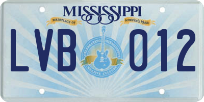 MS license plate LVB012