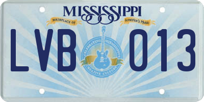MS license plate LVB013