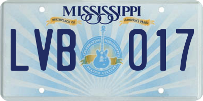MS license plate LVB017