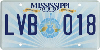 MS license plate LVB018