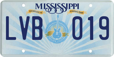 MS license plate LVB019