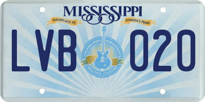 MS license plate LVB020