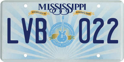 MS license plate LVB022