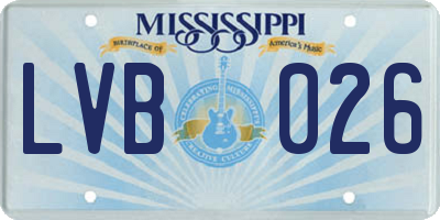 MS license plate LVB026