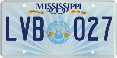 MS license plate LVB027