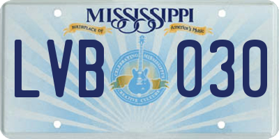 MS license plate LVB030