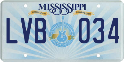 MS license plate LVB034