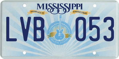 MS license plate LVB053