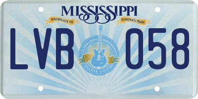 MS license plate LVB058