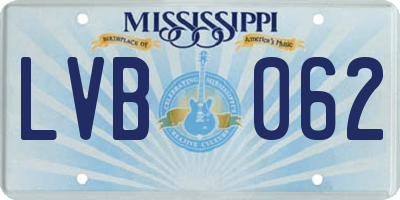 MS license plate LVB062