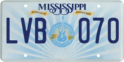 MS license plate LVB070