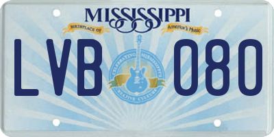 MS license plate LVB080