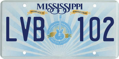 MS license plate LVB102