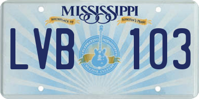 MS license plate LVB103