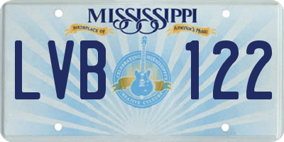 MS license plate LVB122