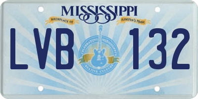 MS license plate LVB132