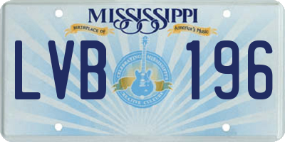 MS license plate LVB196