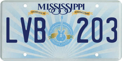 MS license plate LVB203