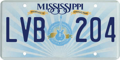 MS license plate LVB204
